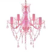 Vidaxl - Lustre avec 5 ampoules Crystal rose
