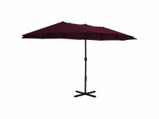 Vidaxl parasol d'extérieur avec mât en aluminium 460 x 270 cm bordeaux 44871