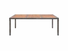 Vidaxl table de jardin gris 200x150x74 cm résine tressée et acacia 46135