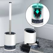VINGO Brosse de toilette ensemble de toilette en silicone longue poignée brosse de toilette, brosse de toilette pour salle de bain
