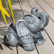 Wanda Collection - Statue eléphant assis 40cm gris antique - Gris