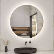 100 cm miroir de salle de bain led rond avec rétro-éclairage sans cadre, anti-buée + mémoire + dimmable - Biubiubath