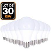 30 Ampoules led E27 12W Blanc neutre 4500K Haute Luminosité
