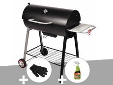 Barbecue à charbon sur chariot Michigan - Somagic + Gant de protection + Dégraissant pour barbecue