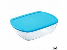 Boîte à repas rectangulaire avec couvercle pyrex cook & store bleu silicone verre (23 x 16 x 6 cm) (6 unités)