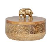 Boîte décorative en bois avec couvercle éléphant