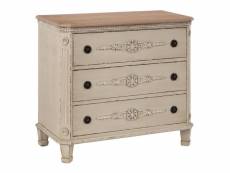 Bojan - meuble 3 tiroirs aspect vieilli blanc et naturel