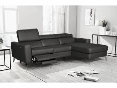Canapé d'angle en cuir italien de luxe 5 places botero, avec relax électrique, noir, angle droit (vu de face)