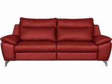 Canapé taille 2 places en 100% tout cuir épais de luxe italien, perla, rouge foncé