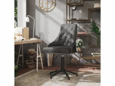 Chaise pivotante de bureau gris foncé velours