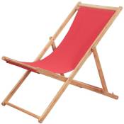 Chaise pliable de plage Tissu et cadre en bois Rouge Vidaxl Red
