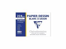 Clairefontaine - pochette dessin - papier a grain p.e.f.c - 21 x 29,7 - 12 feuilles - 224g - couleur blanche CLA3329680961560