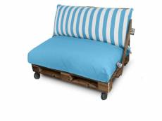 Coussin pour palette toldotex turquoise dossier d’angle