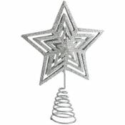 Décoration de sapin de Noël Cimier étoile en métal pailleté D 20 cm - Argenté - Feeric Christmas