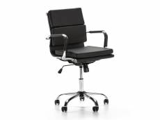 Fauteuil de bureau Fenix inclinable noir, cuir synthétique, chaise executive avec appuie-tête et coussin rembourré, hauteur réglable, design ergonomiq