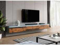 FURNIX meuble tv debout/ suspendu Bargo 300 (3x100) x 32 x 34 cm style contemporain anthracite mat/ vieux bois mat avec LED