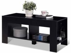 Giantex table basse moderne 90 x 39 x 42 cm en bois de salon rectangulaire noir en mdf p2 noir