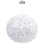 Goeco - Lustre Suspension luminaire en plume blanche design forme sphère E27 40W pour Chambre Décoration Cadeau d'enfant