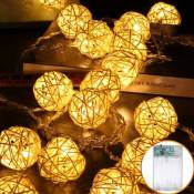Guirlande lumineuse LED boules en rotin, 5 m, 40 LED,
