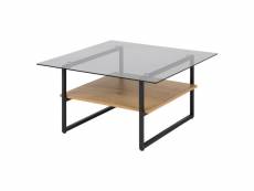 Hideko - table basse carrée - chêne / noir - 80x80 cm