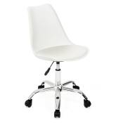 Idmarket - Chaise de bureau scandinave sara blanche à roulettes - Blanc