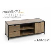 Iperbriko - Meuble tv bas marron industriel cm 124