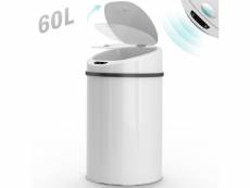 Jago® poubelle automatique - 60 l, couvercle amovible, acier galvanisé, blanche - poubelle à capteur, avec sensor, corbeille de cuisine, salle de bain
