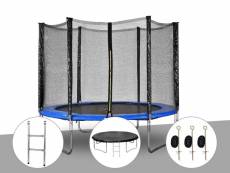 Kit trampoline jardideco atlas ø 2,44 m bleu + echelle + bâche de protection + kit d'ancrage