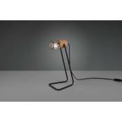 Lampe de table Led culot E14 support métal noir douille bois - Trio - Tosh