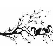 Linghhang - 2 ensembles) Sticker mural amovible en vinyle chambre d'enfant Motif écureuil sur branches 57 x 35 cm