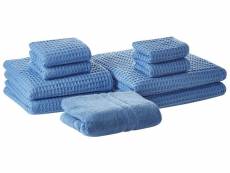 Lot de 9 serviettes de bain en coton bleu areora 245708