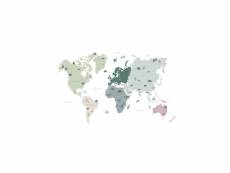 Papier peint panoramique carte du monde pour enfants vert menthe, gris et rose - 158929 - 2 x 2,79 m 158929