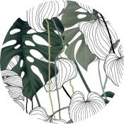 Papier peint panoramique rond adhésif feuilles tropicales - ø 140 cm de Sanders&sanders vert, blanc et noir