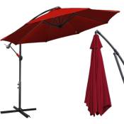 Parasol 350 cm - parasol jardin parasol de balcon Rouge - Rouge - Hengda