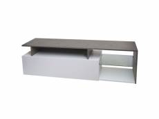 Rack tv hwc-l35, lowboard table tv sideboard armoire tv commode, bois 47x170x40cm compartiment de rangement, aspect béton blanc