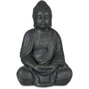 Relaxdays - Statue de Bouddha assise 70 cm, figurine de jardin xl, vintage, résistant aux intempéries & au gel, anthracite