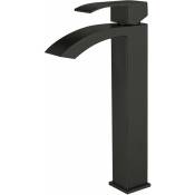 Robinet salle de bain Mitigeur lavabo haut cabernet couleur noire en acier inoxydable 4,2 x 32 x 15 cm - Noir
