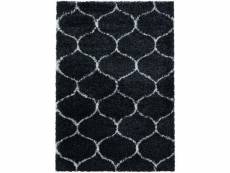 Salma - tapis à poils longs et motifs alhambra - noir et blanc 080 x 250 cm SALSA802503201ANTHRAZIT