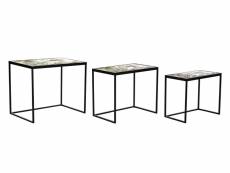 Set de 3 tables gigognes en verre et métal coloris multicolore / noir