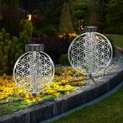 Sphère lumières solaires pour extérieur Sphère lumières jardin lampe solaire solaire boule orientale, effet de lumière motif fleur de vie, 1x led, h