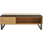 Table basse relevable rectangulaire bois clair et métal