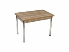 Table en bois lamellé couleur orme pieds acier 70x110xh.76