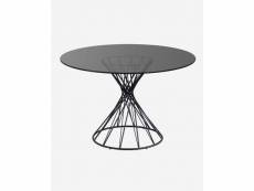 Table ronde coloris noir en verre et en acier - diamètre