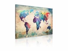 Tableau cartes du monde carte en couleurs de l'arc-en-ciel taille 60 x 40 cm PD11715-60-40