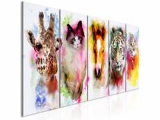 Tableau watercolour animals 5 pièces narrow taille