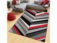 Tapiso maya tapis salon moderne rayures moucheté noir gris rouge blanc fin 250 x 350 cm Z899E GRAY 2,50-3,50 MAYA PP ESM