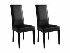 Torino - lot de 2 chaises simili noir et pieds laqués