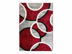 Undergood bubbles - tapis effet laineux motifs cercles rouge et gris 120x170