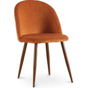 Velvet Style - Chaise de salle à manger - Tapissée de velours - Design scandinave - Evelyne Orange rougeâtre - Métal finition effet bois, Bois,