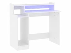 Vidaxl bureau avec lumières led blanc 97x45x90 cm bois d'ingénierie